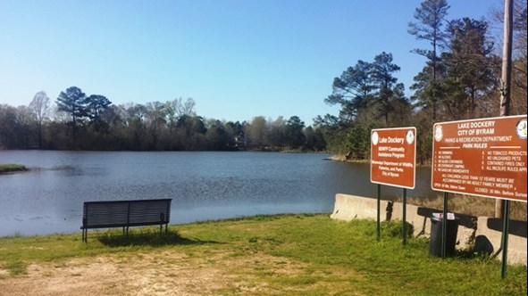 Bench overlooking the water at Lake Dockery