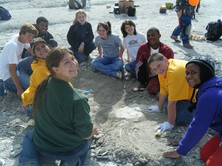 Group of kids on a fossil trip