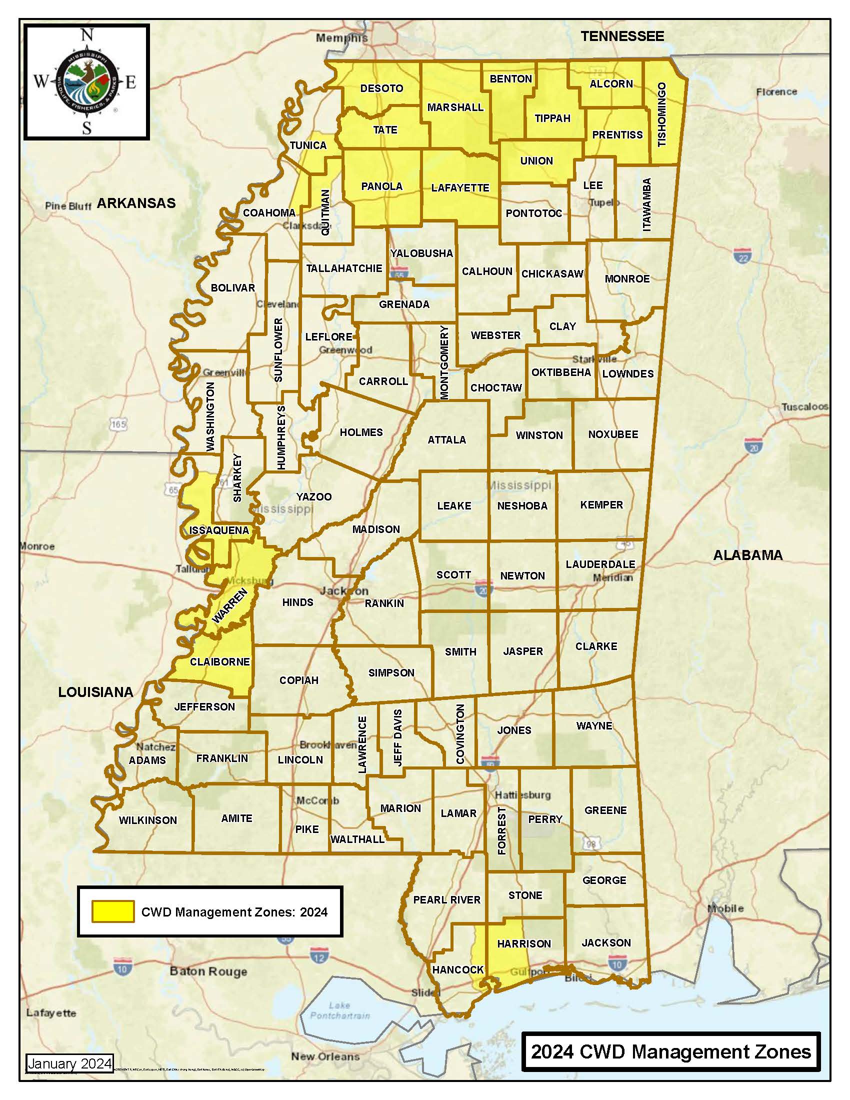 2024 CWD Management Zones map