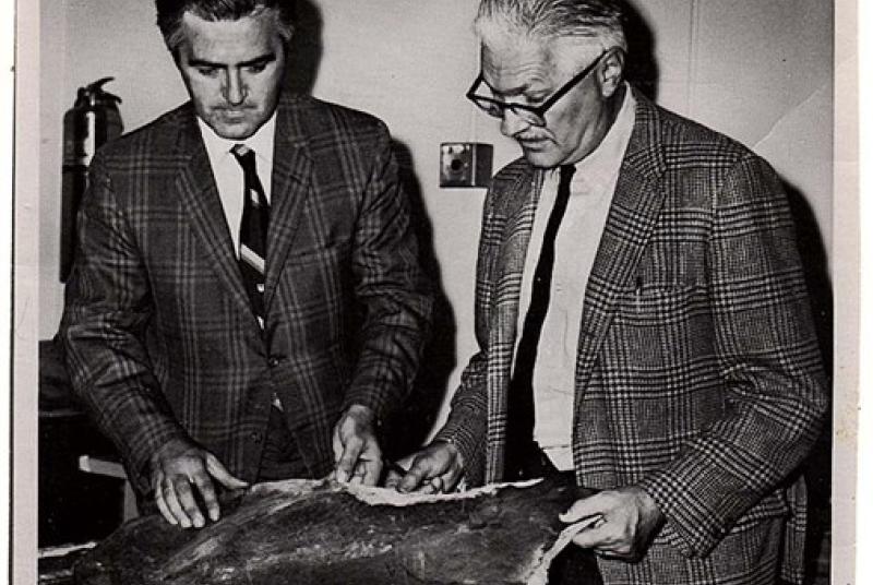 Gerard R. Case with paleontologist Rainer Zangerl of the Field Museum of Natural History in Chicago, early 1970s